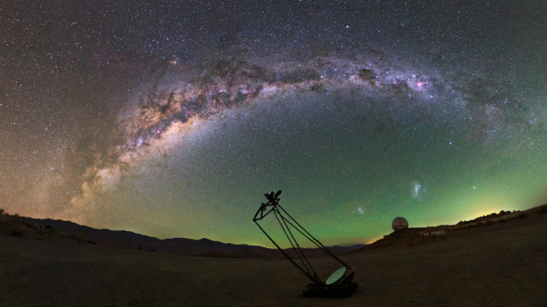 Milky Way, airglow and my 350mm travel telescope in La Silla